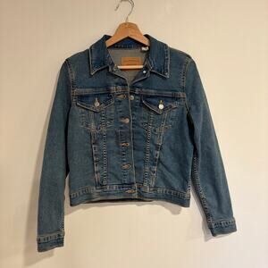 Levi Strauss Signature Denim Trucker Jacket Blue Womens S Classic Jean Crop